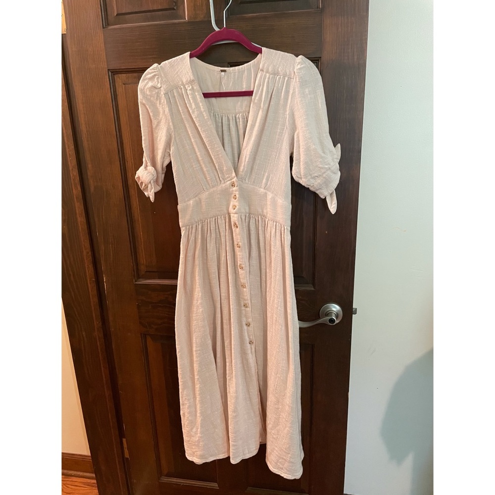 Free people XS CREAM low neck linen dress